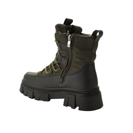 Lee Cooper buty zimowe damskie khaki ocieplane botki na zamek